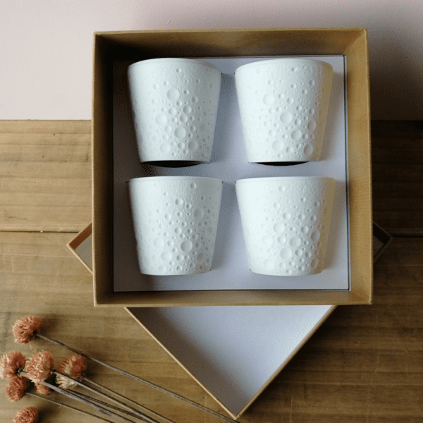 SUBTILE HOME - COFFRET 4 TASSES EXPRESSO - BUCOLIQUE BULLE GRIS