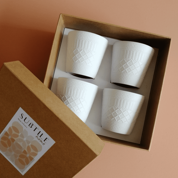 SUBTILE HOME - COFFRET 4 TASSES EXPRESSO - BUCOLIQUE CANNAGE GRIS – Image 2